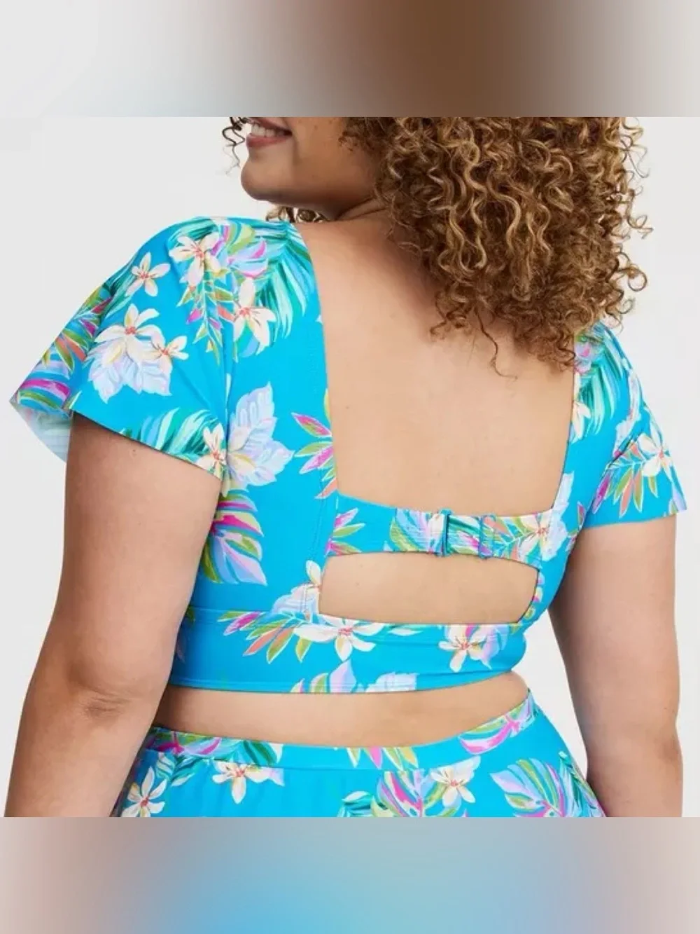 Torrid Blue Lush Tropical Wireless Bikini Top & Swim Skort Swimsuit SET 3X 22 24